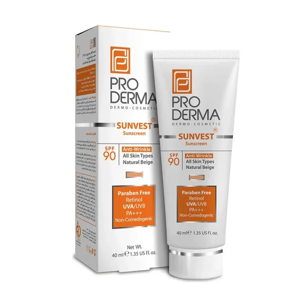 پرودرما کرم ضد آفتاب و ضد چروک spf90 بژ طبیعی - تصویر 1