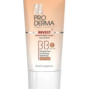 پرودرما BB کرم پوشاننده و مرطوب کننده صورت چرب و جوشدار spf40 بژ طبیعی