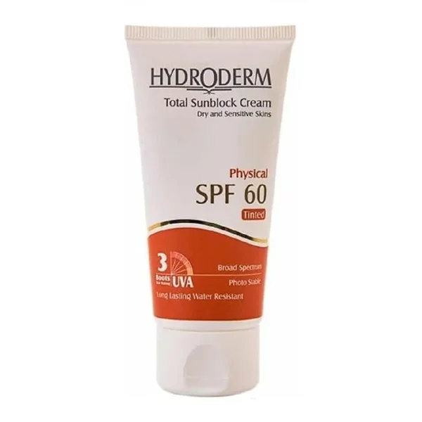 هیدرودرم کرم ضدآفتاب spf60 فیزیکال بژ روشن - تصویر 1