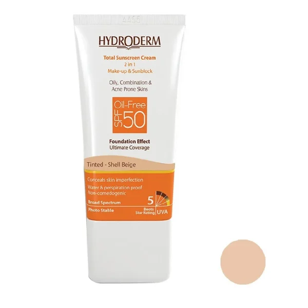 هیدرودرم کرم ضد آفتاب spf 50 فاقد چربی بژ متوسط - تصویر 1